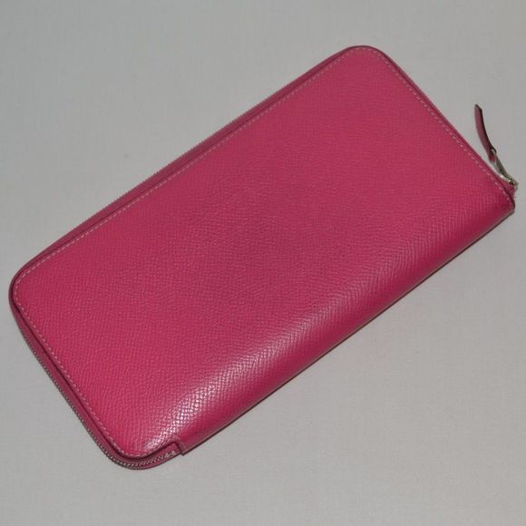 Hermès Rose Tyrien Azap Long Silk Zippy Wallet - Picture 1 of 11